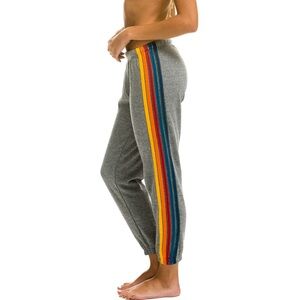 Aviator Nation 5 Stripe sweatpants in heather grey